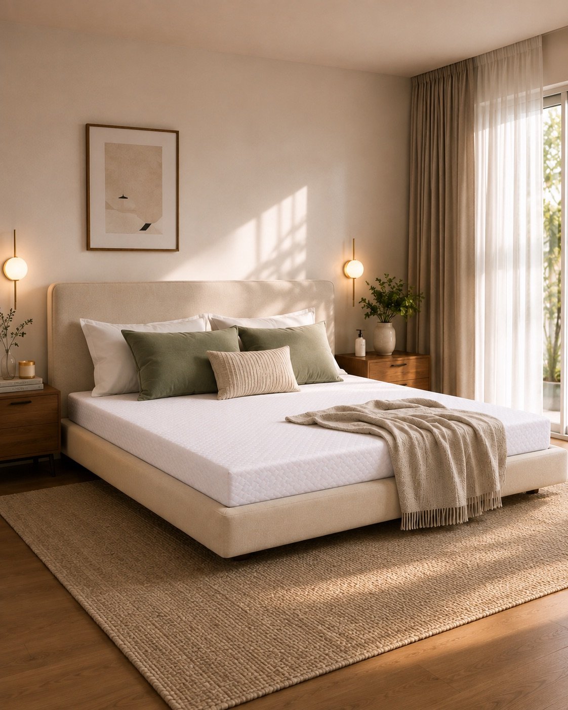 Espuma 6-inch mattress in a warm bedroom